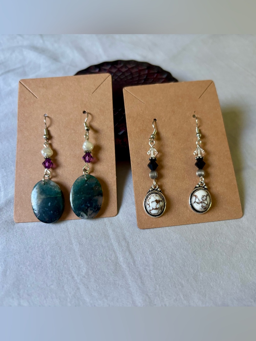 Handmade stone and Swarovski crystal earrings. - Picture 8 of 11